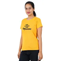 VINTAGE DREAM AND DEVICE OF LEAF Women's Cotton Regular Fit Half SleeveSun Glass Printed Casual Tshirt (Yellow, Size 2XL)-thumb3