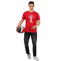 VINTAGE DREAM AND DEVICE OF LEAF Men's Cotton Regular Fit Half Sleeve Tree Printed Casual Tshirt (Red, Size M)-thumb2