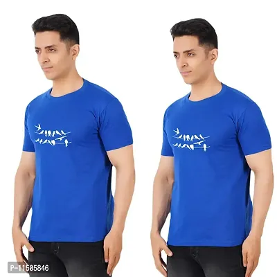 VINTAGE DREAM AND DEVICE OF LEAF Men's Cotton Regular Fit Half Sleeve Read Books Printed Casual Tshirt (Blue, Size M) -Packof2-thumb0