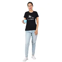 VINTAGE DREAM AND DEVICE OF LEAF Women's Cotton Regular Fit Half Sleeve Selfie Queen Printed Casual Tshirt (Black, Size S)-thumb2