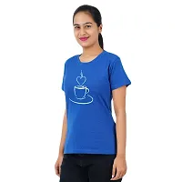 VINTAGE DREAM AND DEVICE OF LEAF Women's Cotton Regular Fit Half Sleeve Cup Printed Casual Tshirt (Blue, Size M)-thumb3