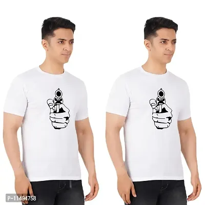 VINTAGE DREAM AND DEVICE OF LEAF Men's Cotton Regular Fit Half Sleeve Cartoon Printed Casual Tshirt (White, Size 2XL) -Packof2-thumb0