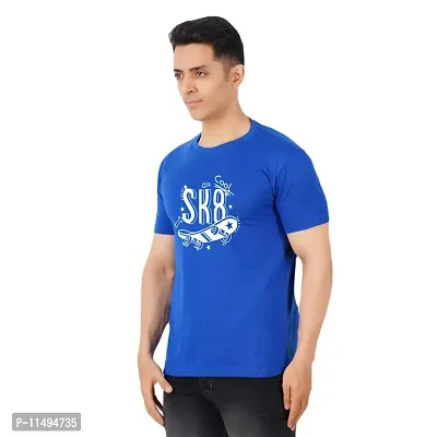 VINTAGE DREAM AND DEVICE OF LEAF Men's Cotton Regular Fit Half Sleeve SK8 Cool Printed Casual Tshirt (Blue, Size S)-thumb4