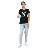 VINTAGE DREAM AND DEVICE OF LEAF Women's Cotton Regular Fit Half Sleeve Believe Heart Printed Casual Tshirt (Black, Size S)-thumb2