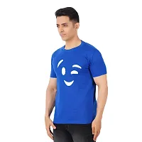 VINTAGE DREAM AND DEVICE OF LEAF Men's Cotton Regular Fit Half Sleeve Smile Printed Casual Tshirt (Blue, Size L)-thumb3