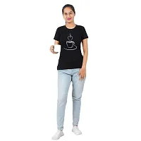 VINTAGE DREAM AND DEVICE OF LEAF Women's Cotton Regular Fit Half Sleeve Cup Printed Casual Tshirt (Black, Size L)-thumb2