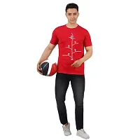 VINTAGE DREAM AND DEVICE OF LEAF Men's Cotton Regular Fit Half Sleeve Love Node Printed Casual Tshirt (Red, Size L)-thumb2