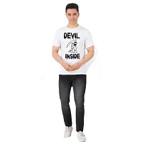 VINTAGE DREAM AND DEVICE OF LEAF Men's Cotton Regular Fit Half Sleeve Devil Inside Printed Casual Tshirt (White, Size M)-thumb2