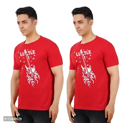 VINTAGE DREAM AND DEVICE OF LEAF Men's Cotton Regular Fit Half Sleeve Little Printed Casual Tshirt (Red, Size XL) -Packof2-thumb0