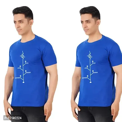 VINTAGE DREAM AND DEVICE OF LEAF Men's Cotton Regular Fit Half Sleeve Love Node Printed Casual Tshirt (Blue, Size S) -Packof2