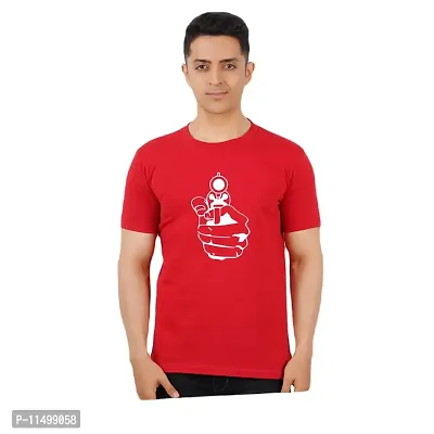 VINTAGE DREAM AND DEVICE OF LEAF Men's Cotton Regular Fit Half Sleeve Cartoon Printed Casual Tshirt (Red, Size M) -Packof1-thumb0