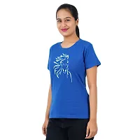 VINTAGE DREAM AND DEVICE OF LEAF Women's Cotton Regular Fit Half Sleeve Zebra Printed Casual Tshirt (Blue, Size 2XL)-thumb3