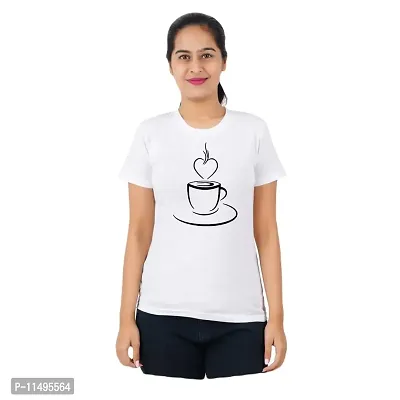 VINTAGE DREAM AND DEVICE OF LEAF Women's Cotton Regular Fit Half Sleeve Cup Printed Casual Tshirt (White, Size L) -Packof2-thumb0