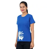 VINTAGE DREAM AND DEVICE OF LEAF Women's Cotton Regular Fit Half Sleeve Snuggle Saurus Printed Casual Tshirt (Blue, Size M)-thumb3