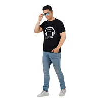 VINTAGE DREAM AND DEVICE OF LEAF Men's Cotton Regular Fit Half Sleeve Solid Music On Printed Casual Tshirt (Black, Size L)-thumb2