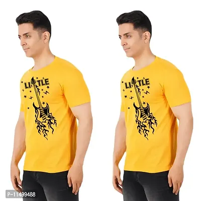 VINTAGE DREAM AND DEVICE OF LEAF Men's Cotton Regular Fit Half Sleeve Little Printed Casual Tshirt (Yellow, Size XL) -Packof2