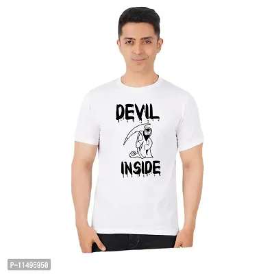 VINTAGE DREAM AND DEVICE OF LEAF Men's Cotton Regular Fit Half Sleeve Devil Inside Printed Casual Tshirt (White, Size 2XL) -Packof2