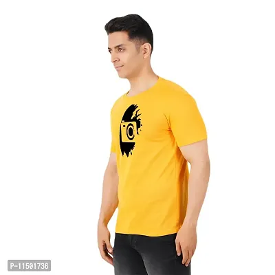 VINTAGE DREAM AND DEVICE OF LEAF Men's Cotton Regular Fit Half Sleeve Camera Printed Casual Tshirt (Yellow, Size S)-thumb4