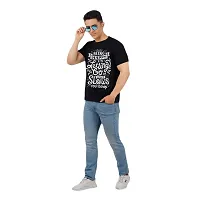 VINTAGE DREAM AND DEVICE OF LEAF Men's Cotton Regular Fit Half Sleeve Solid Being Happy Printed Casual Tshirt (Black, Size M)-thumb2