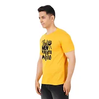 VINTAGE DREAM AND DEVICE OF LEAF Men's Cotton Regular Fit Half Sleeve Play with Fire Printed Casual Tshirt (Yellow, Size XL)-thumb3