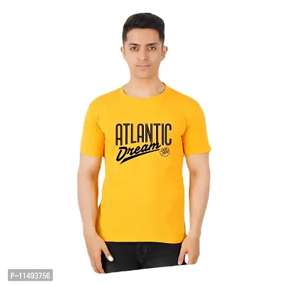 VINTAGE DREAM AND DEVICE OF LEAF Men's Cotton Regular Fit Half Sleeve Atlantic Dream Printed Casual Tshirt (Yellow, Size M) -Packof2