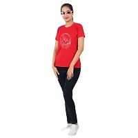 VINTAGE DREAM AND DEVICE OF LEAF Women's Cotton Regular Fit Half Sleeve I Hate People Printed Casual Tshirt (Red, Size XL)-thumb2