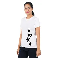 VINTAGE DREAM AND DEVICE OF LEAF Women's Cotton Regular Fit Half Sleeve Stars Printed Casual Tshirt (White, Size 2XL)-thumb3