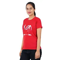 VINTAGE DREAM AND DEVICE OF LEAF Women's Cotton Regular Fit Half Sleeve Korm Printed Casual Tshirt (Red, Size XL)-thumb3