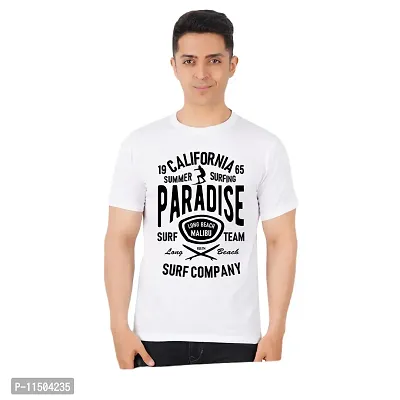 VINTAGE DREAM AND DEVICE OF LEAF Men's Cotton Regular Fit Half Sleeve Paradise Printed Casual Tshirt (White, Size M) -Packof2