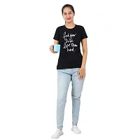 VINTAGE DREAM AND DEVICE OF LEAF Women's Cotton Regular Fit Half Sleeve Find Your Tribe Printed Casual Tshirt (Black, Size M)-thumb2