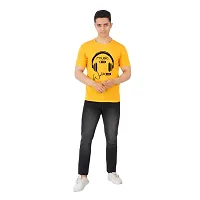 VINTAGE DREAM AND DEVICE OF LEAF Men's Cotton Regular Fit Half Sleeve Solid Music On Printed Casual Tshirt (Yellow, Size S)-thumb2