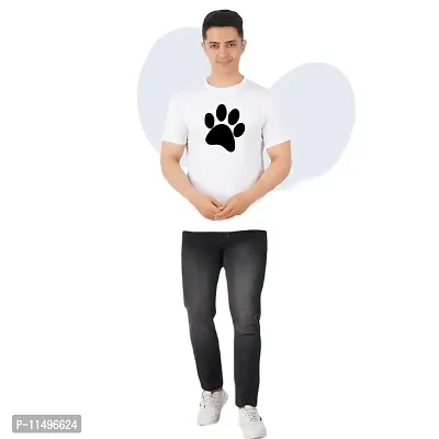 VINTAGE DREAM AND DEVICE OF LEAF Men's Cotton Regular Fit Half Sleeve Foot Printed Casual Tshirt (White, Size M)-thumb3