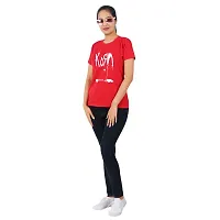 VINTAGE DREAM AND DEVICE OF LEAF Women's Cotton Regular Fit Half Sleeve Korm Printed Casual Tshirt (Red, Size XL)-thumb2