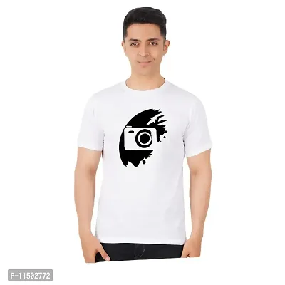 VINTAGE DREAM AND DEVICE OF LEAF Men's Cotton Regular Fit Half Sleeve Camera Printed Casual Tshirt (White, Size XL) -Packof2