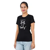 VINTAGE DREAM AND DEVICE OF LEAF Women's Cotton Regular Fit Half Sleeve Happy Place Paris Printed Casual Tshirt (Black, Size S)-thumb3