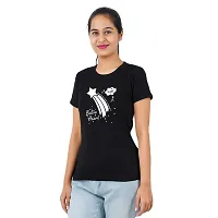 VINTAGE DREAM AND DEVICE OF LEAF Women's Cotton Regular Fit Half Sleeve Believe Heart Printed Casual Tshirt (Black, Size S)-thumb3