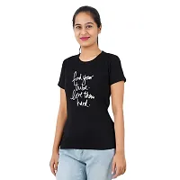 VINTAGE DREAM AND DEVICE OF LEAF Women's Cotton Regular Fit Half Sleeve Find Your Tribe Printed Casual Tshirt (Black, Size M)-thumb3