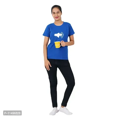 VINTAGE DREAM AND DEVICE OF LEAF Women's Cotton Regular Fit Half Sleeve Printed Casual Tshirt (Blue, Size M)-thumb3