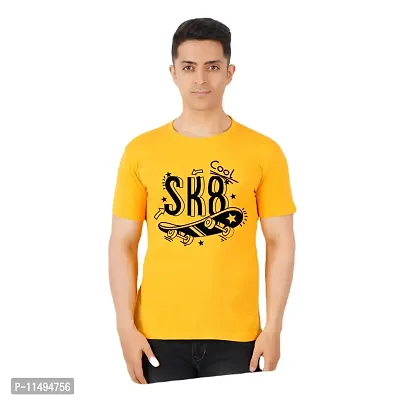 VINTAGE DREAM AND DEVICE OF LEAF Men's Cotton Regular Fit Half Sleeve SK8 Cool Printed Casual Tshirt (Yellow, Size XL) -Packof2