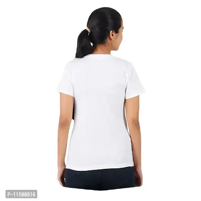 VINTAGE DREAM AND DEVICE OF LEAF Women's Cotton Regular Fit Half Sleeve Lock Printed Casual Tshirt (White, Size L)-thumb2