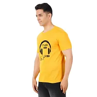 VINTAGE DREAM AND DEVICE OF LEAF Men's Cotton Regular Fit Half Sleeve Solid Music On Printed Casual Tshirt (Yellow, Size S)-thumb3