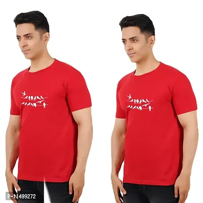 VINTAGE DREAM AND DEVICE OF LEAF Men's Cotton Regular Fit Half Sleeve Read Books Printed Casual Tshirt (Red, Size M) -Packof2