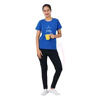 VINTAGE DREAM AND DEVICE OF LEAF Women's Cotton Regular Fit Half Sleeve Cup Printed Casual Tshirt (Blue, Size M)-thumb2