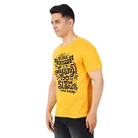 VINTAGE DREAM AND DEVICE OF LEAF Men's Cotton Regular Fit Half Sleeve Solid Being Happy Printed Casual Tshirt (Yellow, Size XL)-thumb3