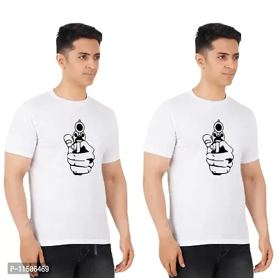 VINTAGE DREAM AND DEVICE OF LEAF Men's Cotton Regular Fit Half Sleeve Cartoon Printed Casual Tshirt (White, Size L) -Packof2