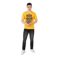 VINTAGE DREAM AND DEVICE OF LEAF Men's Cotton Regular Fit Half Sleeve Solid Being Happy Printed Casual Tshirt (Yellow, Size XL)-thumb2