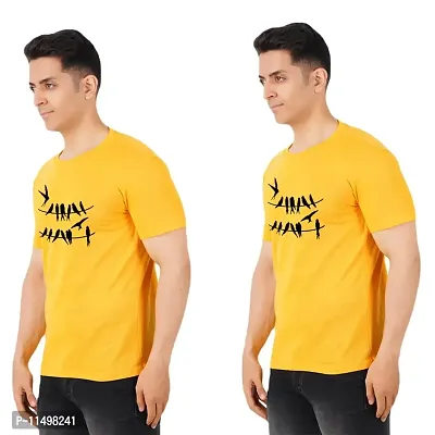 VINTAGE DREAM AND DEVICE OF LEAF Men's Cotton Regular Fit Half Sleeve Birds Printed Casual Tshirt (Yellow, Size S) -Packof1