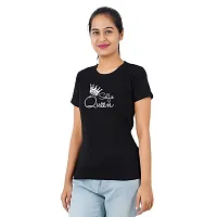 VINTAGE DREAM AND DEVICE OF LEAF Women's Cotton Regular Fit Half Sleeve Selfie Queen Printed Casual Tshirt (Black, Size S)-thumb3