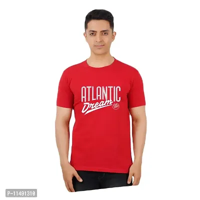 VINTAGE DREAM AND DEVICE OF LEAF Men's Cotton Regular Fit Half Sleeve Atlantic Dream Printed Casual Tshirt (Red, Size XL) -Packof1-thumb0