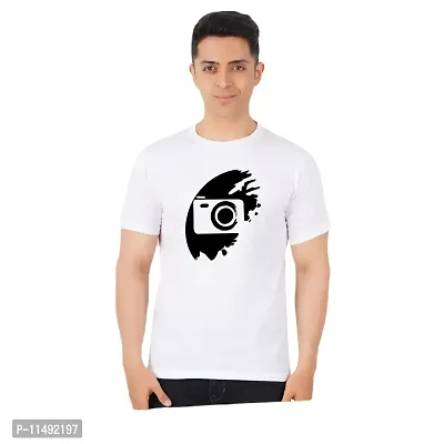 VINTAGE DREAM AND DEVICE OF LEAF Men's Cotton Regular Fit Half Sleeve Camera Printed Casual Tshirt (White, Size 2XL) -Packof2